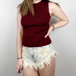 ANN TAYLOR Tank Top Maroon Medium